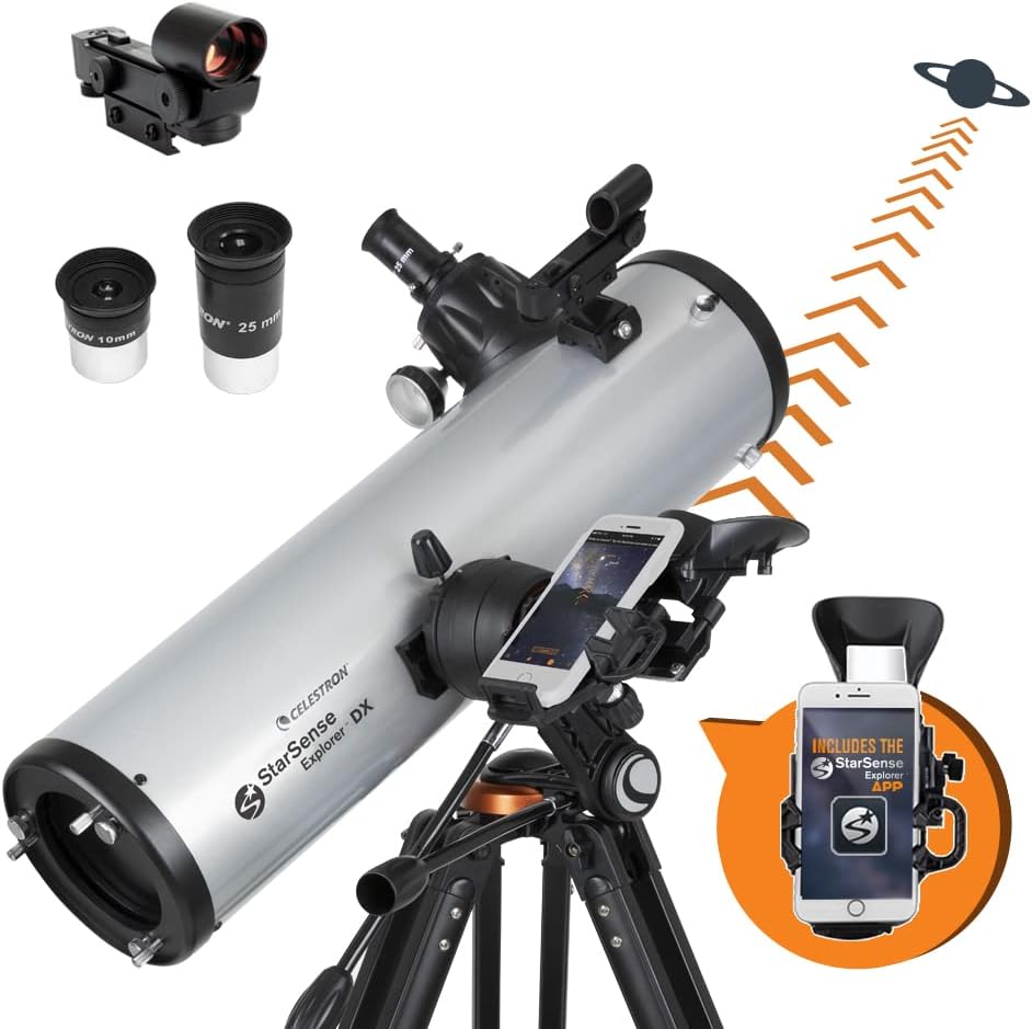 StarSense Explorer DX 130AZ Smartphone App-Enabled Telescope – Works with StarSense App to Help You Find Stars, Planets & More – 130mm Newtonian Reflector – iPhone/Android Compatible