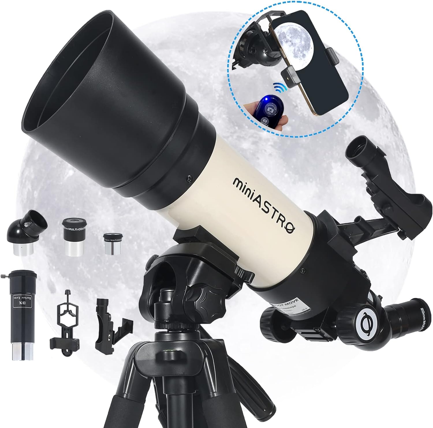 80mm Refractor Telescope for Adults Astronomy – Professional Astronomical Telescope for Beginners Viewing Planets- Portable and Powerful Telescopes with Adjustable Tripod, Phone Adapter, Easy to Use