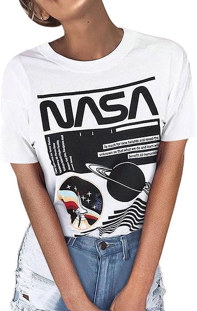 Ezcosplay Crew Neck Long Sleeve Letter Printed Shirt Graphic Tee Tops for Women