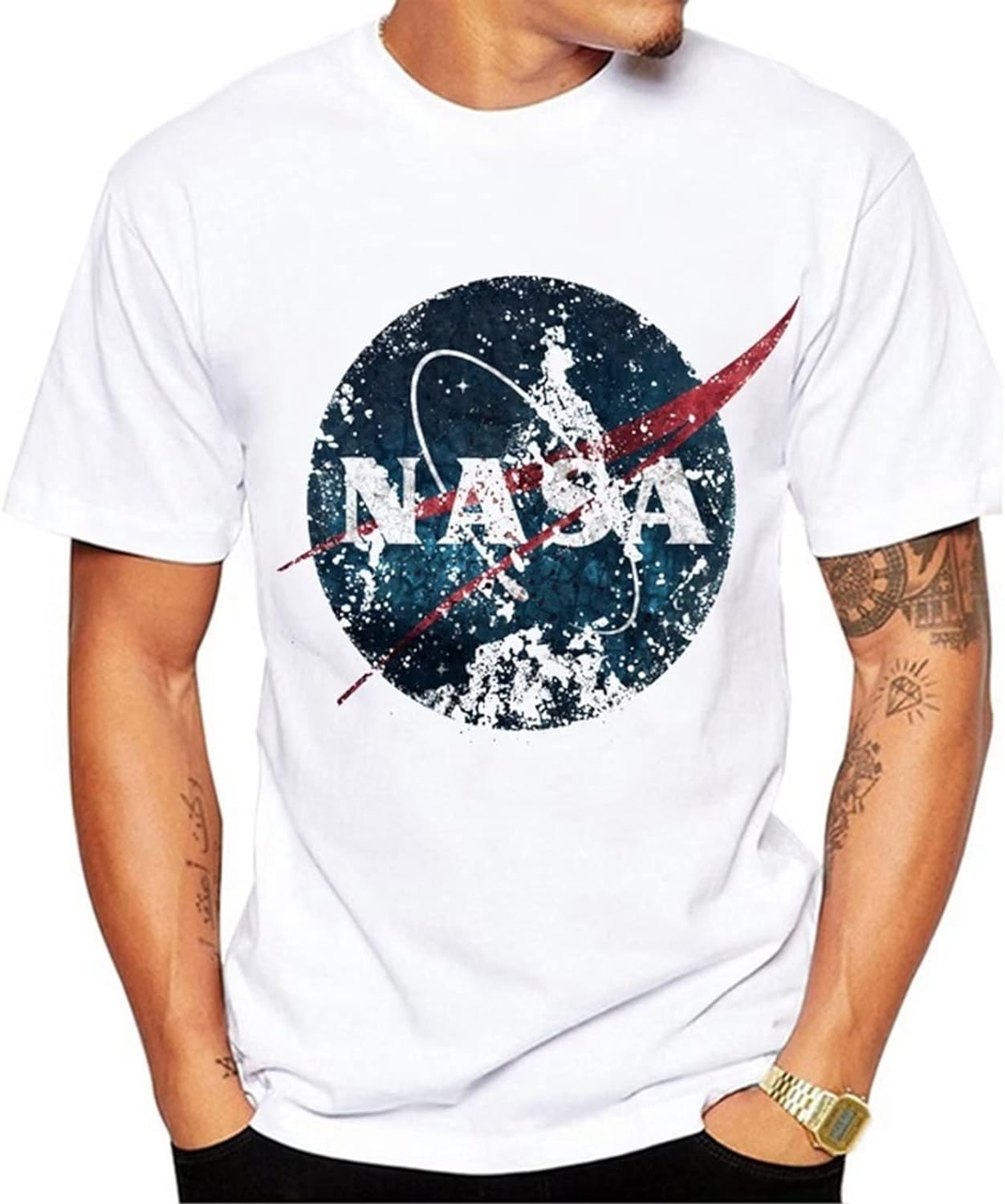 NASA Shirt NASA Vintage Astronaut Space Shuttle Street Logo T-Shirt Cotton Comfortable White