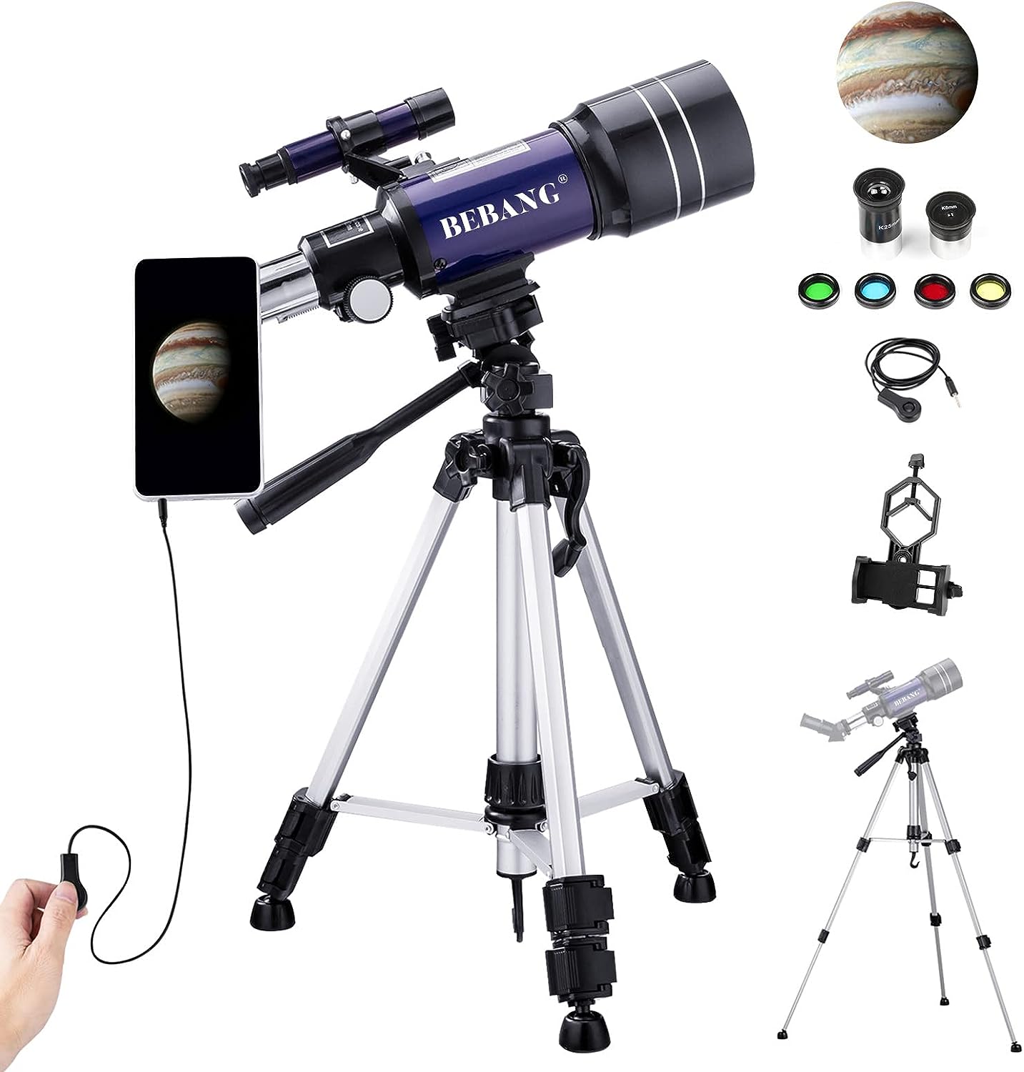 Telescope for Adults & Kids – 70mm Aperture Refractor Telescopes for Astronomy Beginners, Astronomy Telescope Kit for Kids