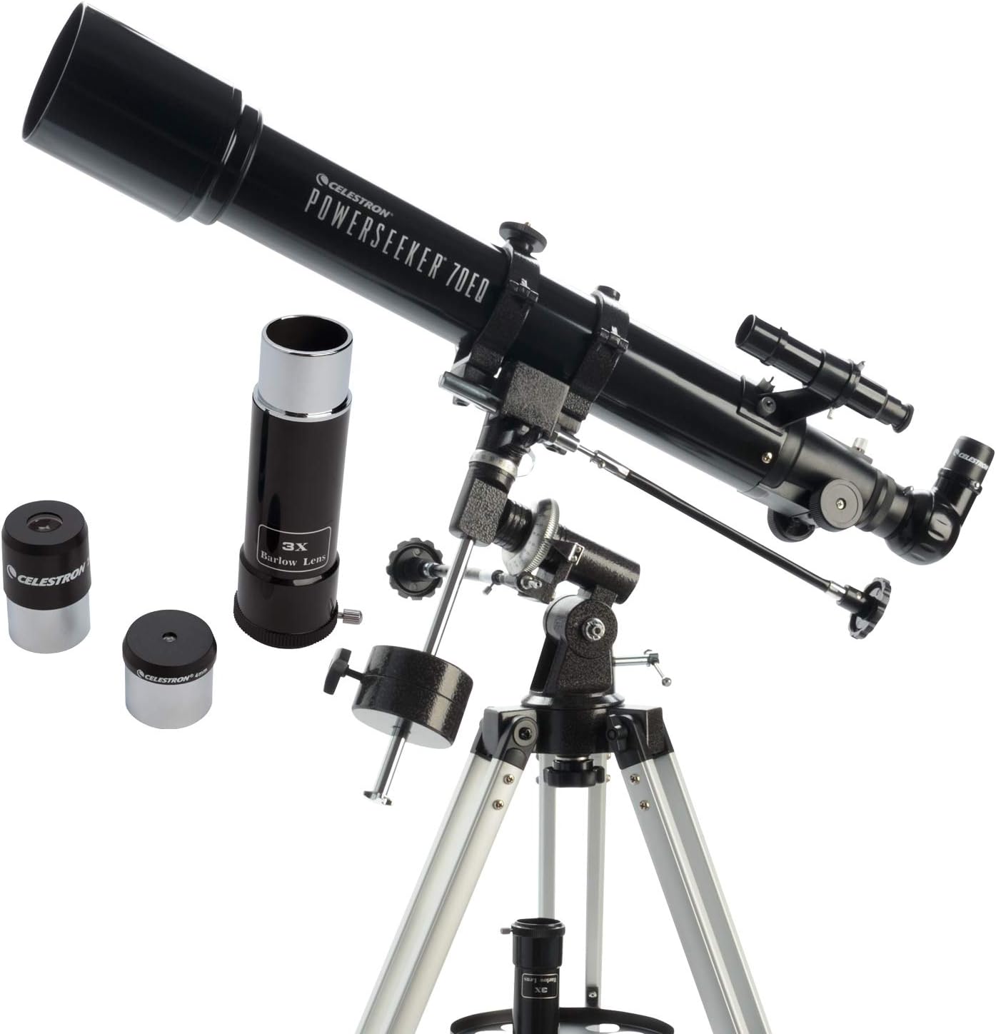 Celestron – PowerSeeker 60EQ Telescope – Manual German Equatorial Telescope for Beginners – Compact and Portable – BONUS Astronomy Software Package – 60mm Aperture