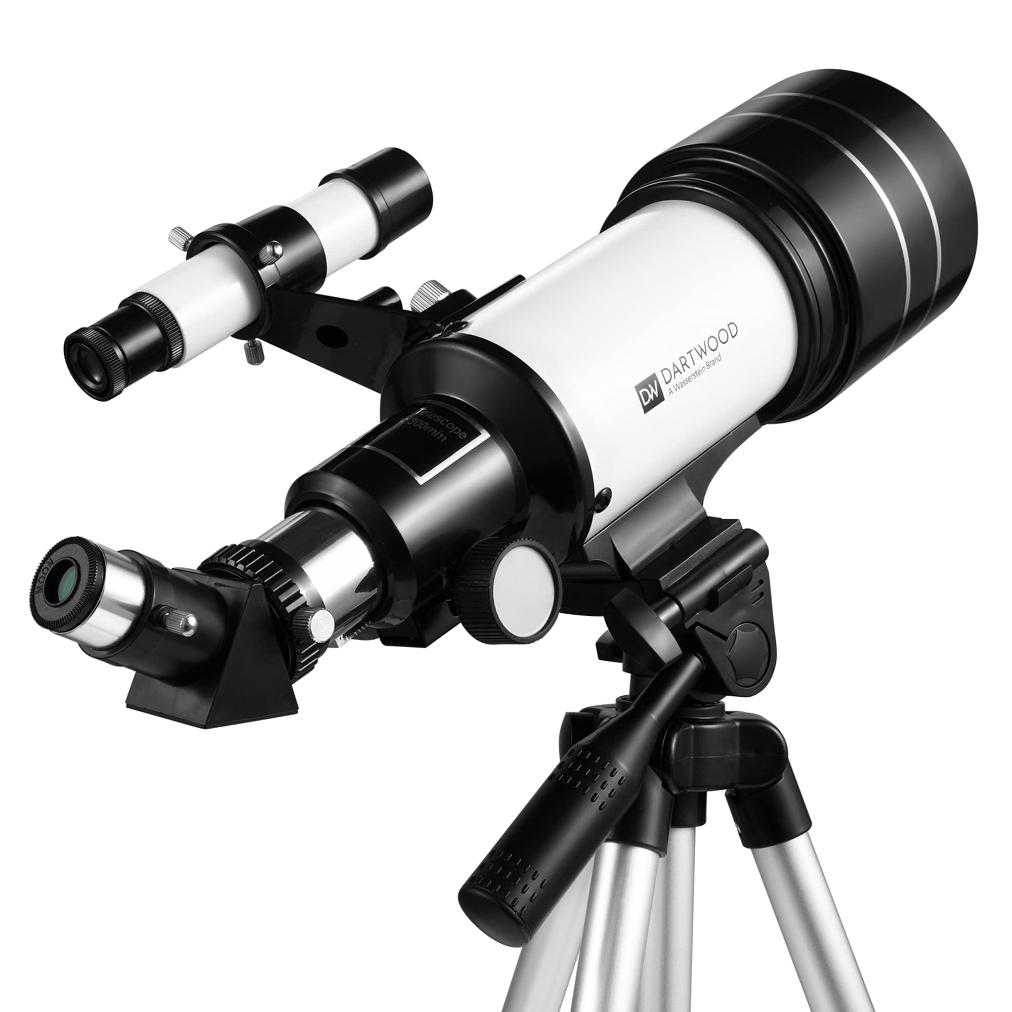 Dartwood Astronomical Telescope – 360° Rotational Telescope – Multiple Eyepieces Included for Different Zoom (Black/White)