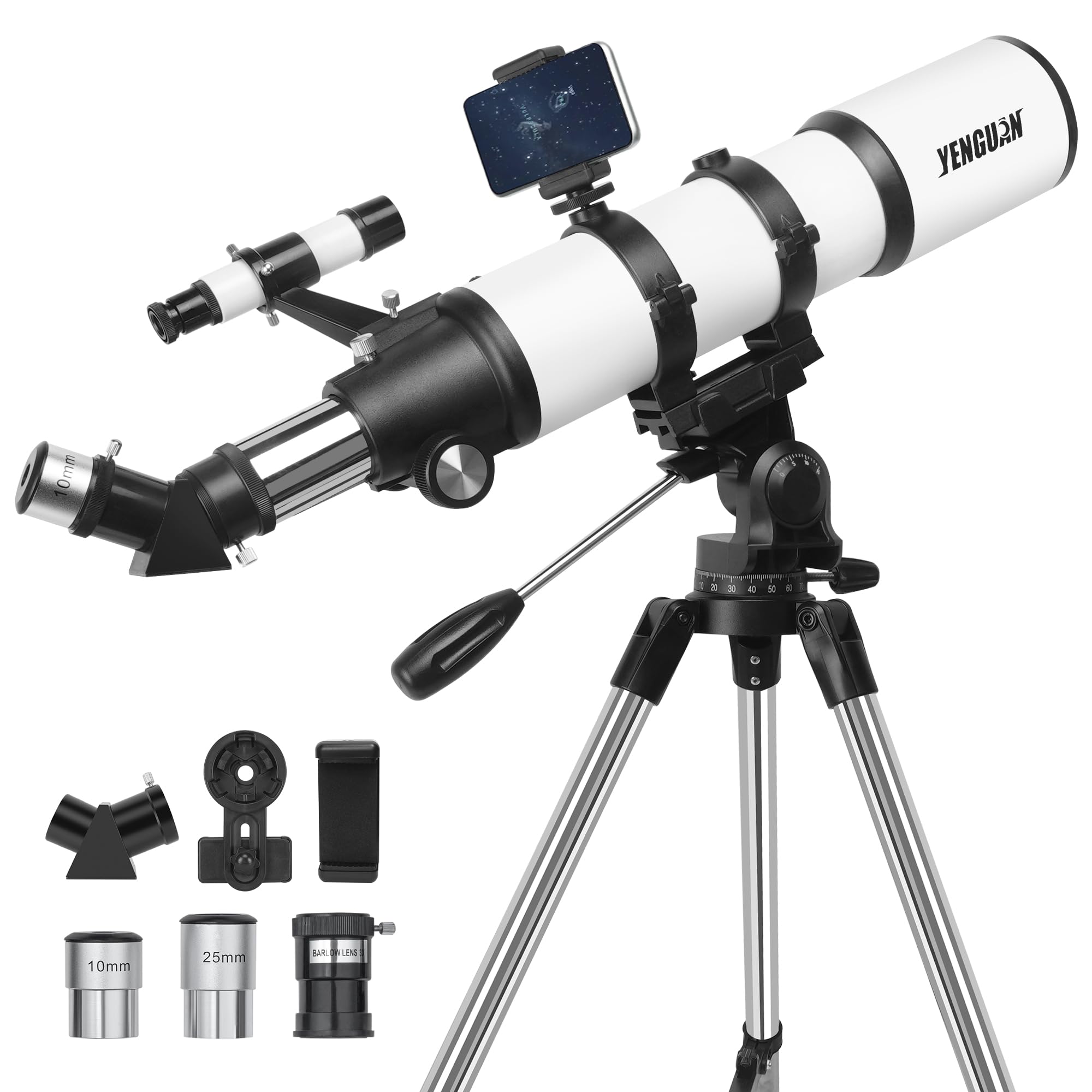 YENGUAN Telescope, Telescope for Adult, 80 mm AZ Space Astronomy Refractor Telescope, Children, Adult Astronomy, Innovative Technology Telescope Explore Space