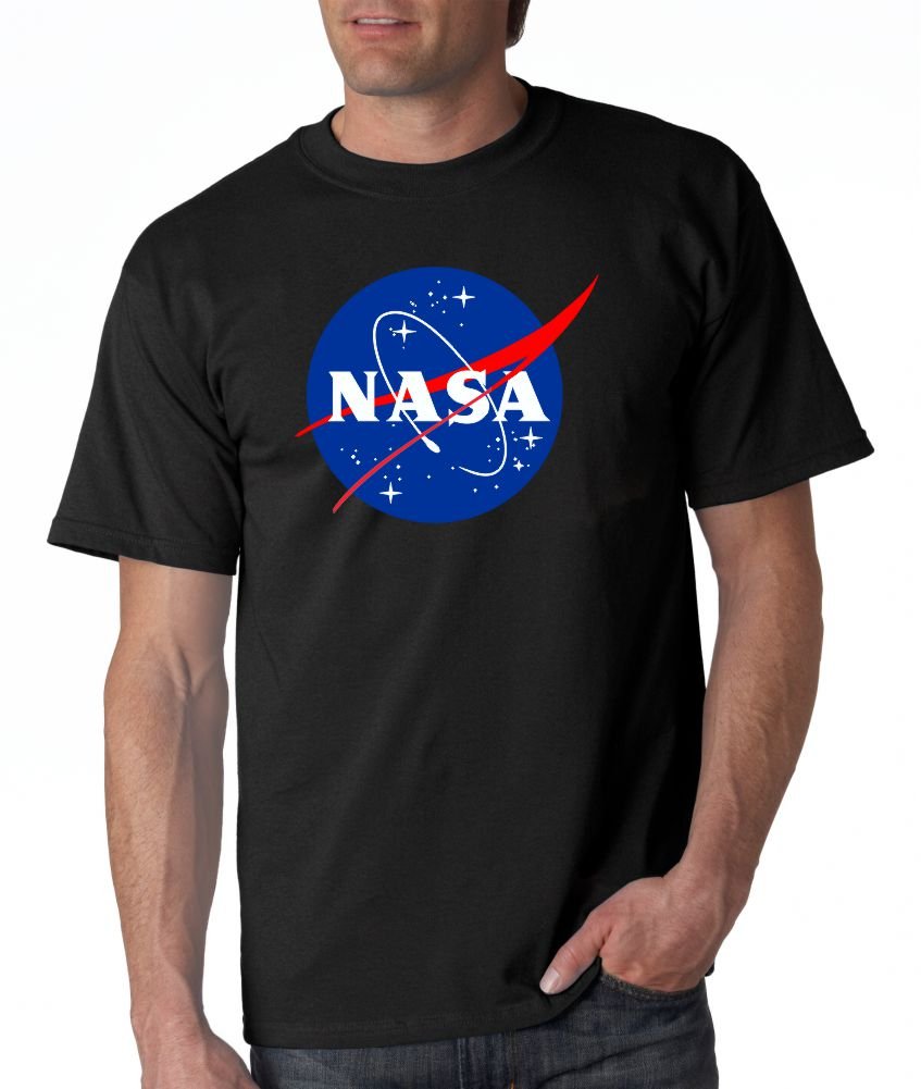 NASA Meatball Logo White, Blue or Gray T-shirts (Large, Black)