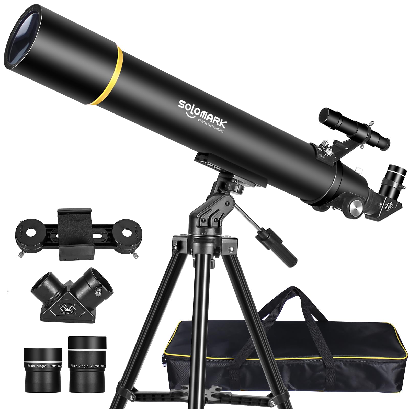 Telescopes for Adults Astronomy, 80mm Aperture 900mm Professional Refractor Telescope for Kids & Beginners, Compact and Portable Travel Telescopio with Carrying Bag