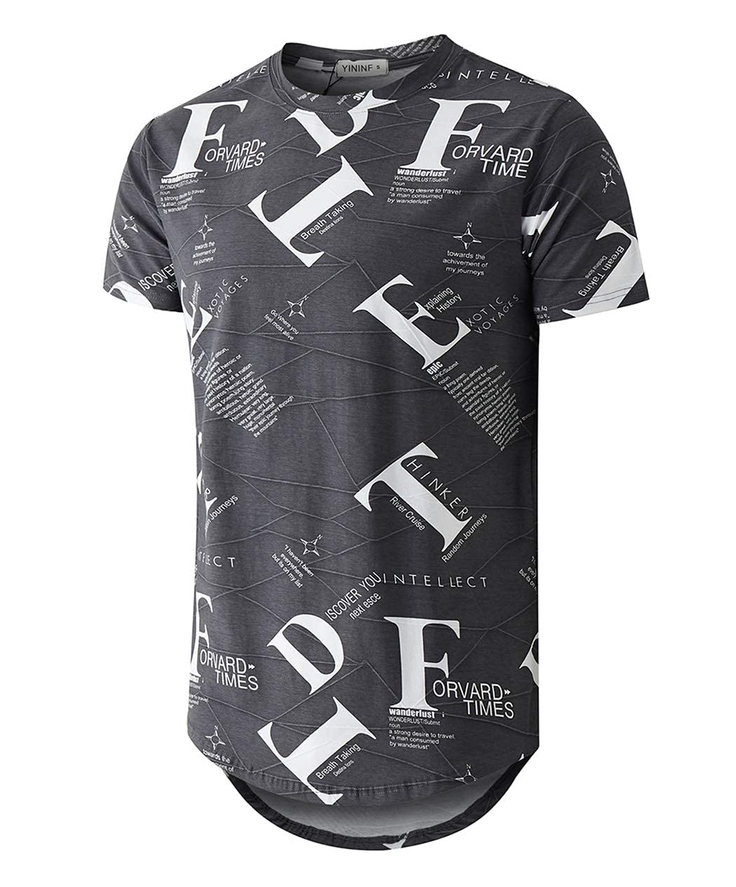 YININF Mens Hipster Hip-Hop Tees Stylish Longline Urban Streetwear Latest NYC Fashion T-Shirts